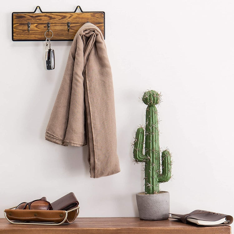Rustic Wood & Wire Wall-Mounted 4-Hook Key Rack-MyGift