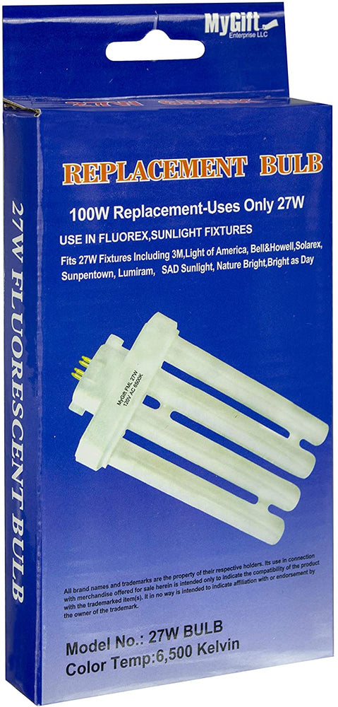 27 Watt Fluorescent Linear 4-Pin Quad GX10Q-4 Base Replacement Light Bulb for Light of America Floor Lamp or Desk Lamp-MyGift