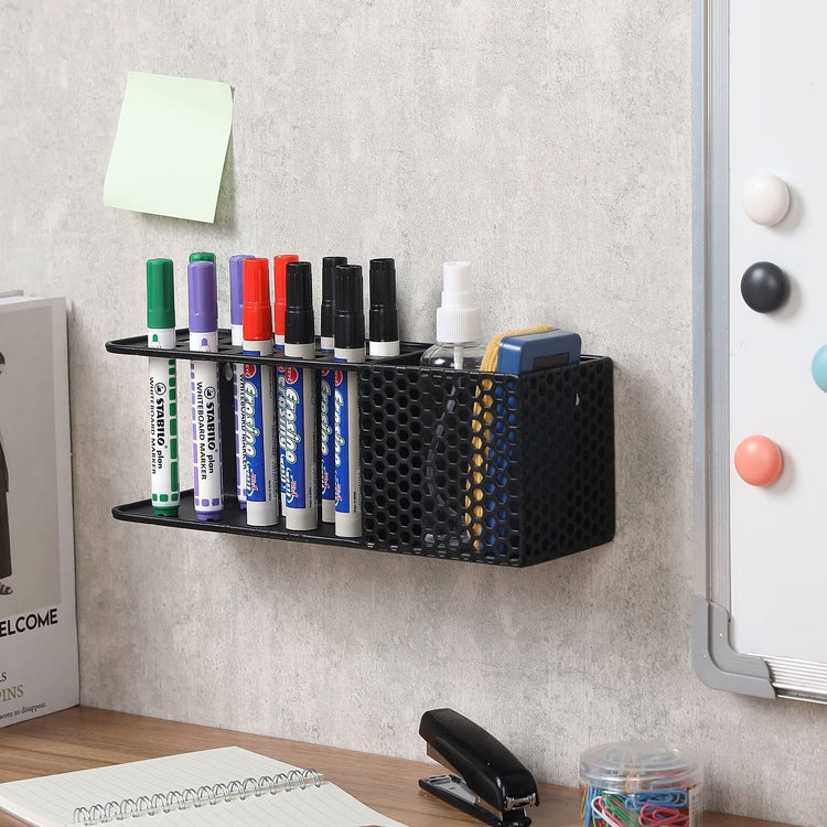 Wall Mounted White Board Organizer, Storage Basket for Office Supplies, Dry Erase Markers, Eraser and Cleaner Holder-MyGift