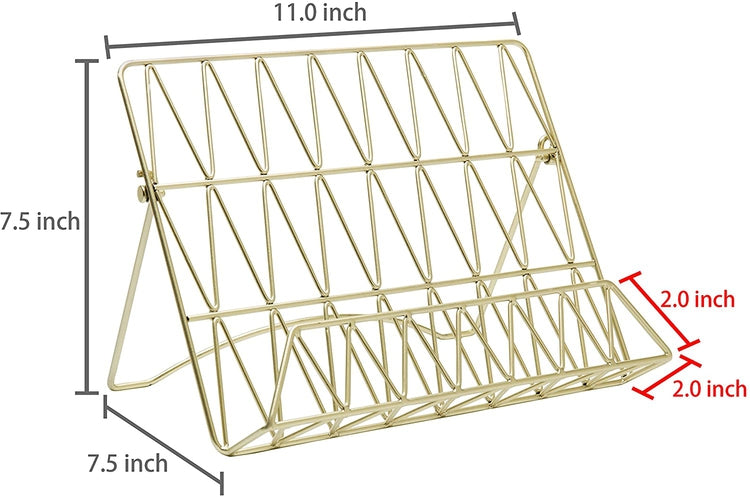 Modern Gold-Tone Metal Cookbook Stand, Countertop Support Stand for Books & Tablets-MyGift