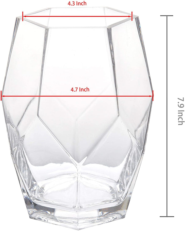 Geometric Clear Glass Flower Vase, Wedding Centerpiece Décor-MyGift