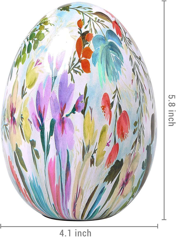 Artistic Floral Design Ceramic Easter Egg Tabletop Decoration-MyGift