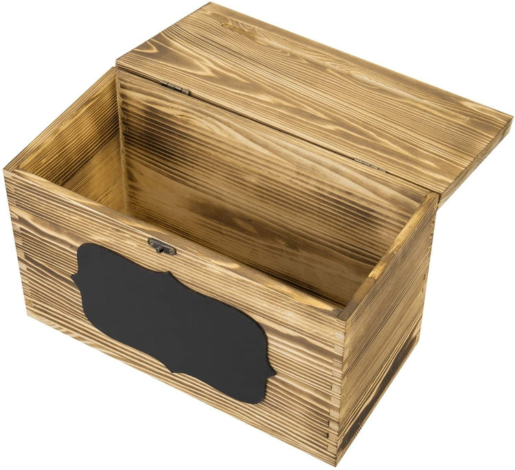 Brown Wood Wedding Card Gift Box with Slotted Lid, Lock and Chalkboard –  MyGift