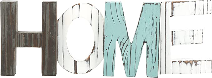 Rustic Home Sign Wall Décor, Galvanized Metal and Burnt Wood Love Letters Sign-MyGift