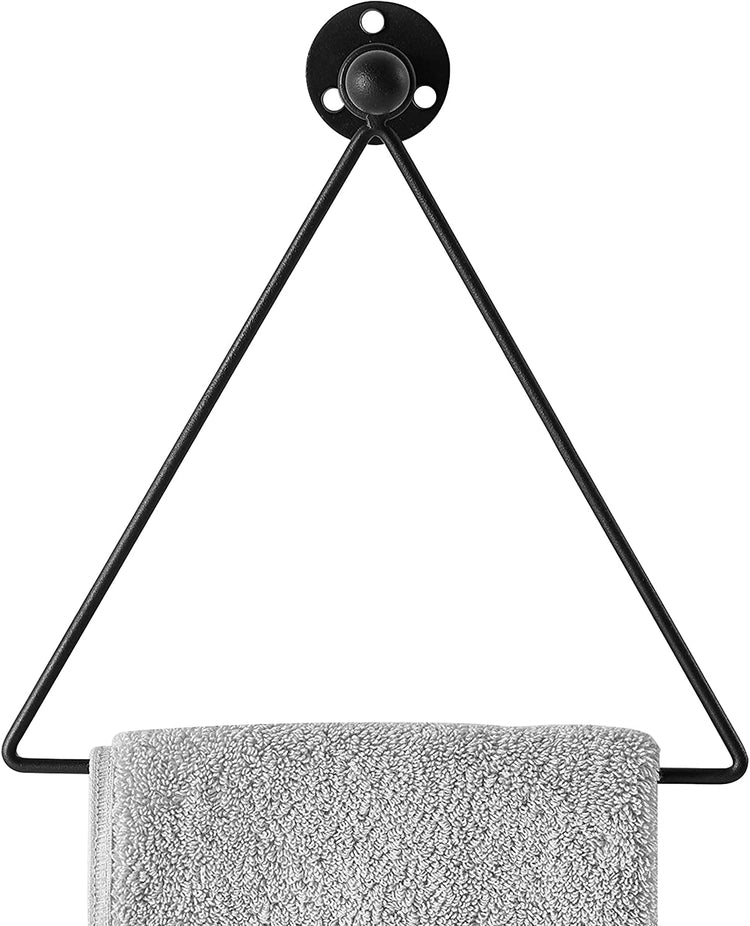 Set of 2 Modern Wall-Mounted Black Metal Hand Towel Triangle-MyGift