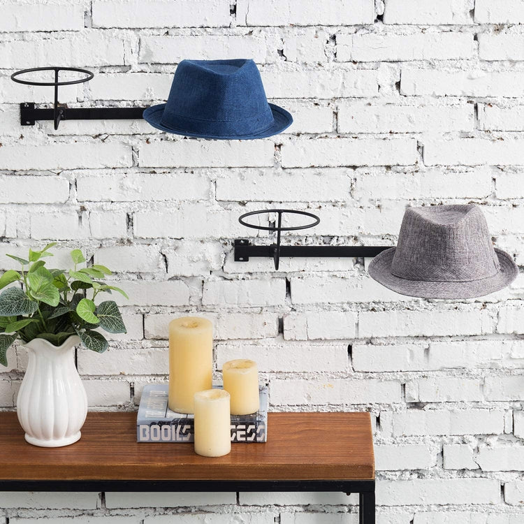 Set of 2 Wall Mounted Hat Racks, Modern Matte Black Metal Wire Holder Stand-MyGift