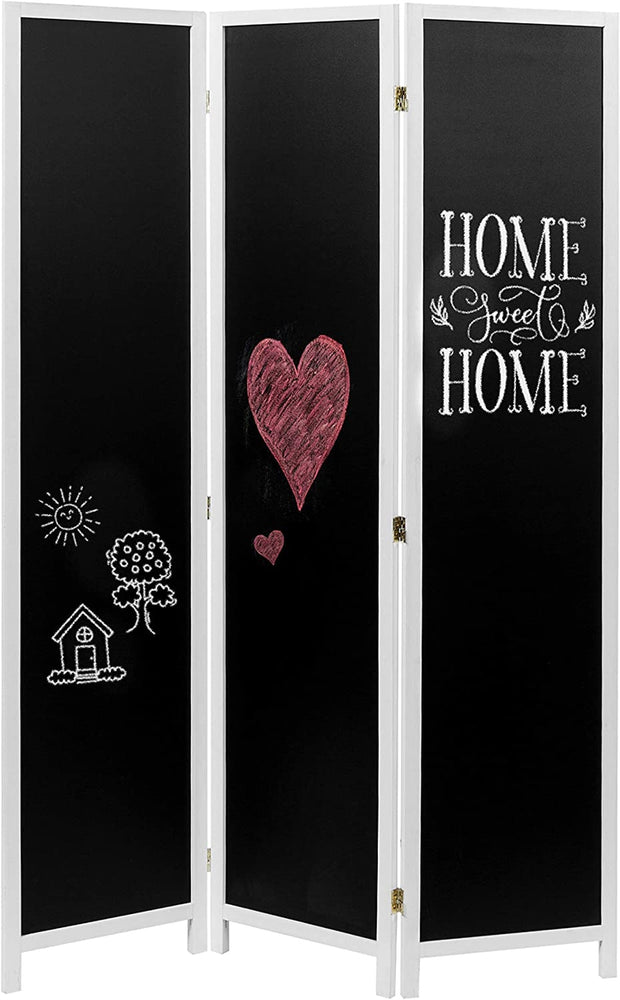 Folding Chalkboard Room Divider w/ Wood Frame & 3 Panels-MyGift