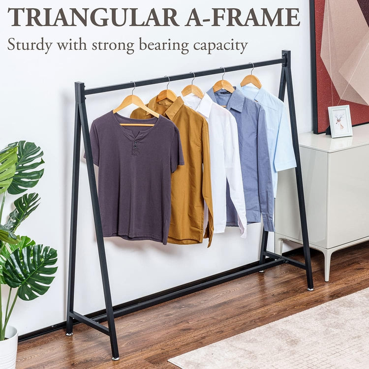 Black Heavy Duty Metal Wardrobe Clothing Rack, A-Frame Freestanding Garment Hanger for Closet or Retail Display Stand-MyGift