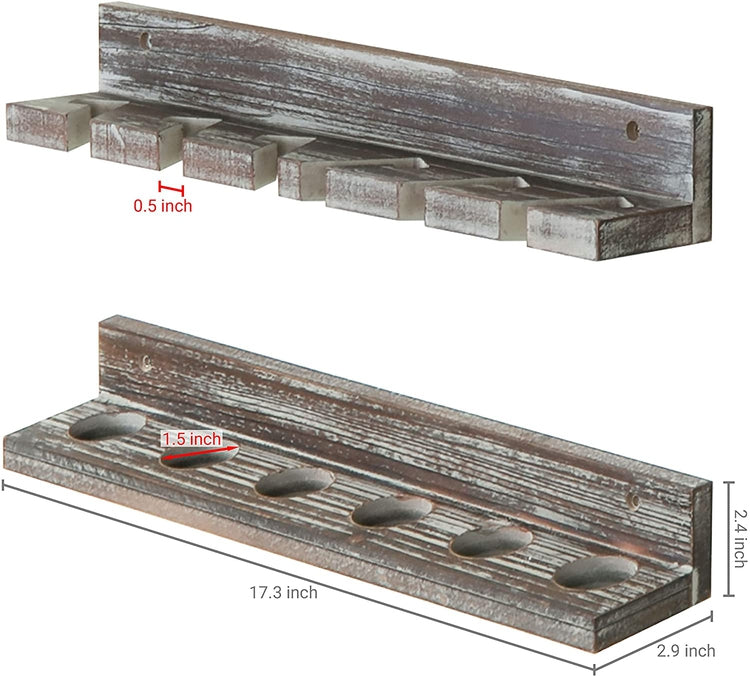 Torched Wood Vertical Fishing Pole Wall Storage Rack-MyGift