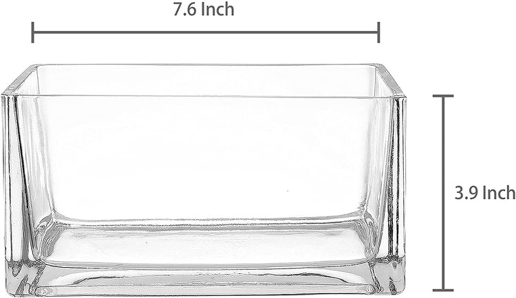 Set of 2 Clear Glass Rectangle Block Vases-MyGift
