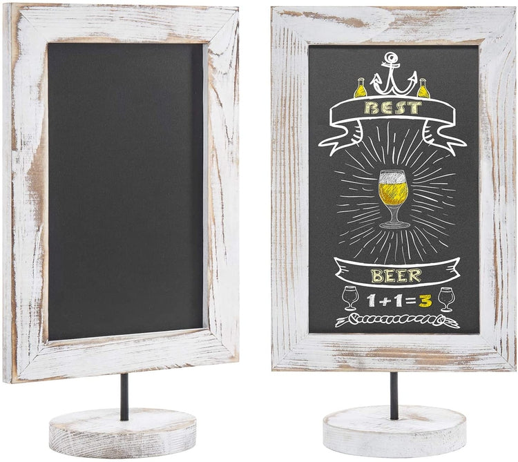 Set of 2 Rustic Wood Framed Tabletop Memo & Message Chalkboard, 12 Inch-MyGift