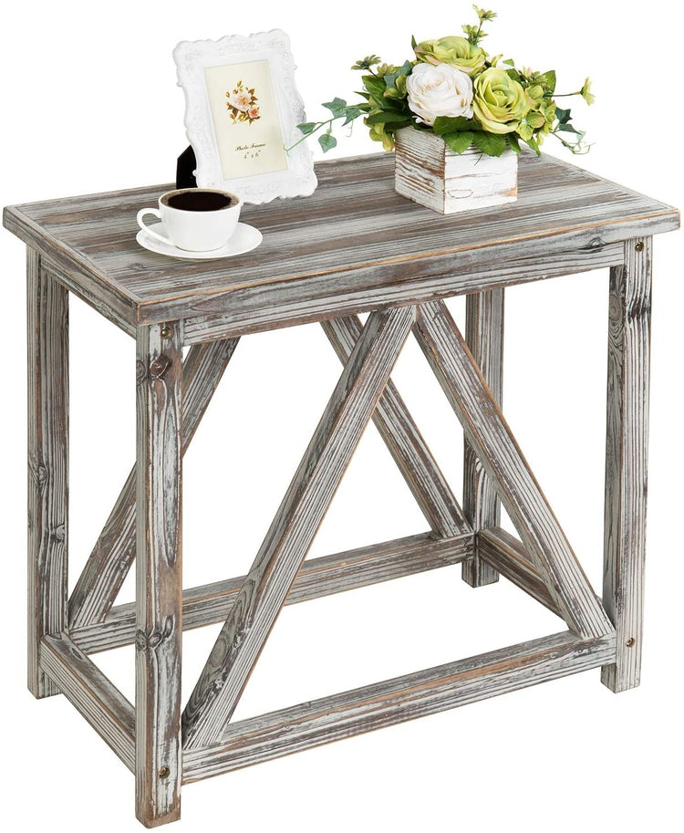 26 x 14 inch Torched Wood Rectangular Accent Side End Table-MyGift