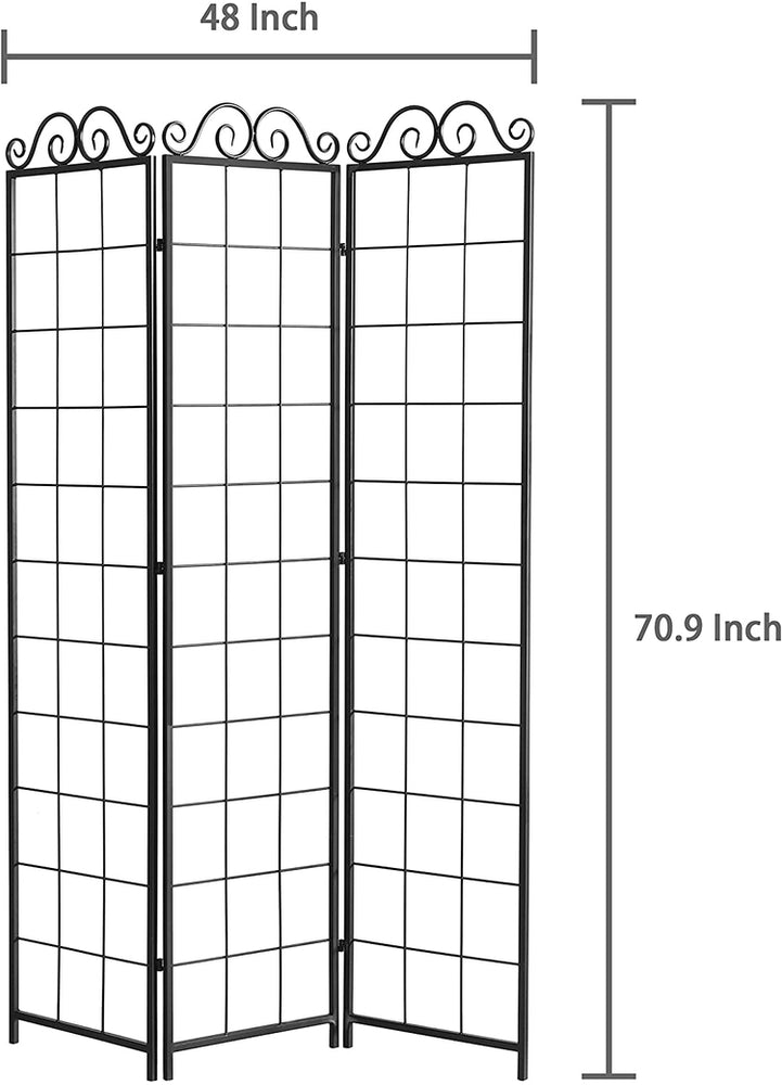 Black Metal Wire Trellis Divider Screen w/ 3 Panels-MyGift