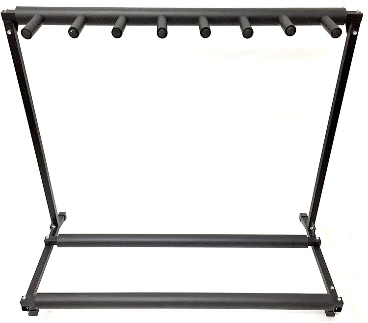 7 Guitar Black Metal Padded Folding Stand, Portable Electric & Acoustic Guitar Stage Rack-MyGift