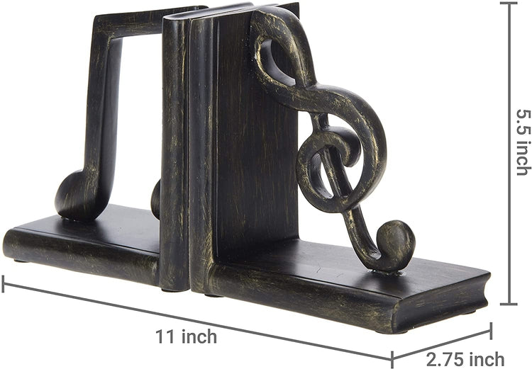 2-Piece Musical Note Decorative Resin Bookends-MyGift