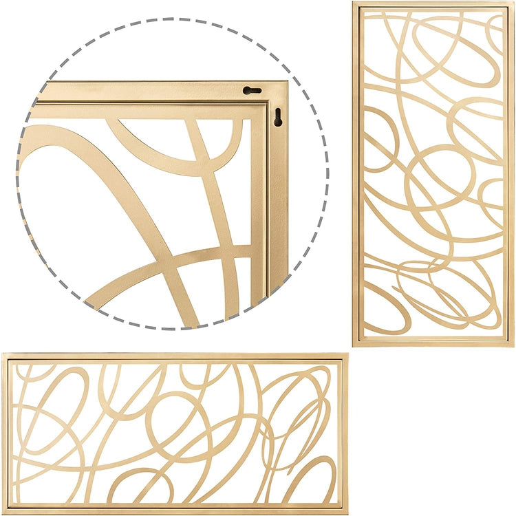 Contemporary Gold Metal Abstract Wall Art Accent Home Decor, 44 x 20 Inch