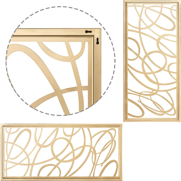 Contemporary Gold Metal Abstract Wall Art Accent Home Decor, 44 x 20 I