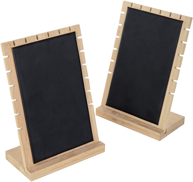 Set of 2 Natural Beige Wood Jewelry Display Board with Black Panel-MyGift