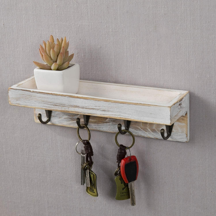 Reclaimed shabby chic wall mounted wooden floating shoe rack ideal storage