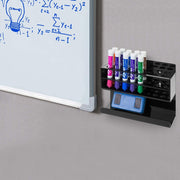 16 Slot, Black Acrylic Wall Mounted Dry Erase Whiteboard Marker and Eraser Holder Rack-MyGift
