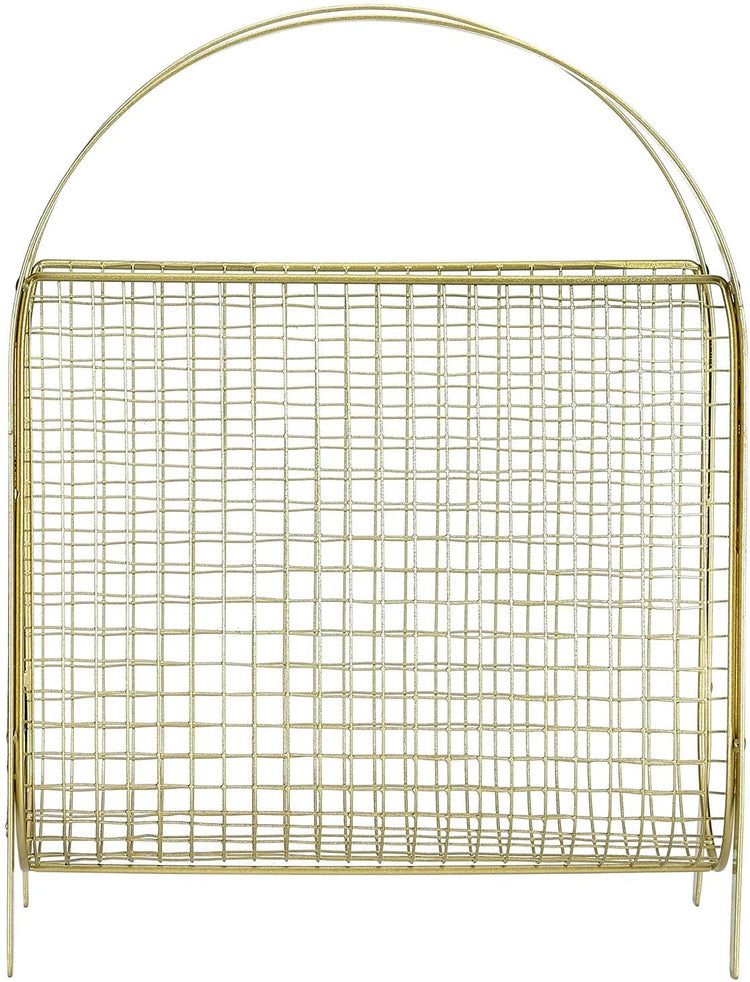 Brass Tone Metal Freestanding Magazine Organizer Holder Rack-MyGift