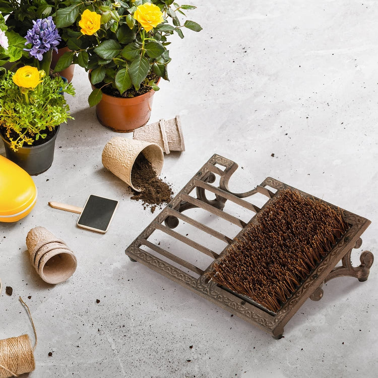 Heavy Duty Cast Iron Angled Shoe Scrubber for Porch, Outdoor Shoe Cleaning Brush Scraper and Boot Puller-MyGift