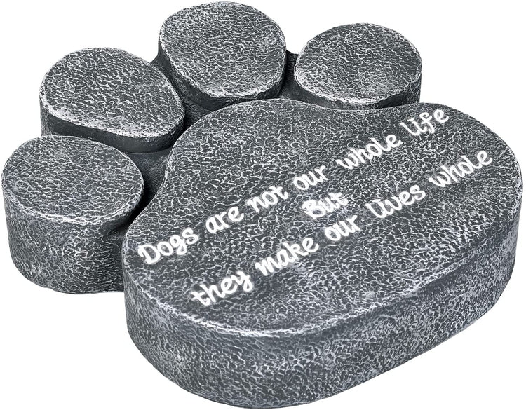 Decorative Dog Paw Shaped Outdoor Garden Stepping Stone Memorial Sign Plaque with White Cursive Lettering Quote-MyGift
