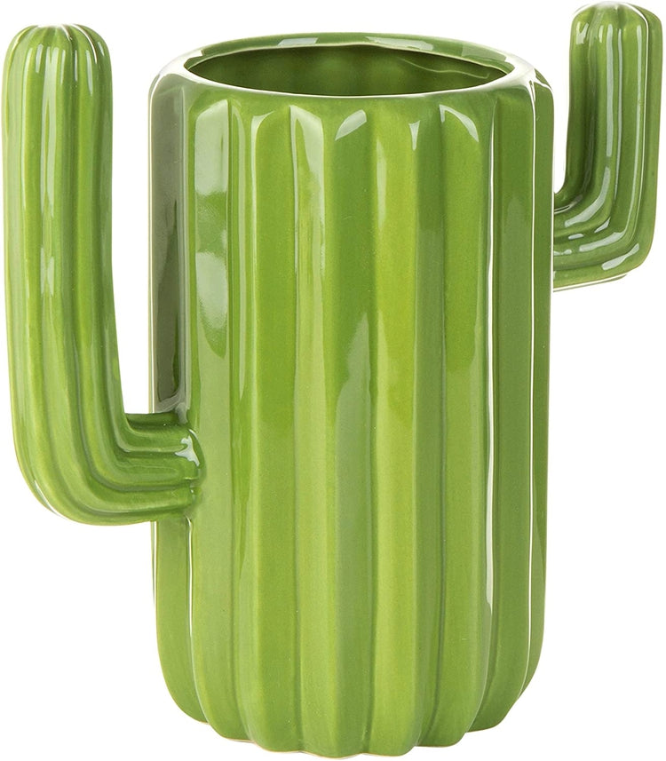 Green Ceramic Cactus-Shaped Utensil Holder-MyGift