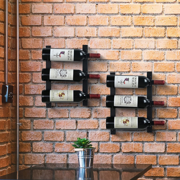 Wine Rack Wall Mounted, Matte Black Metal Wine Bottle Holder, Holds 6 Bottles-MyGift