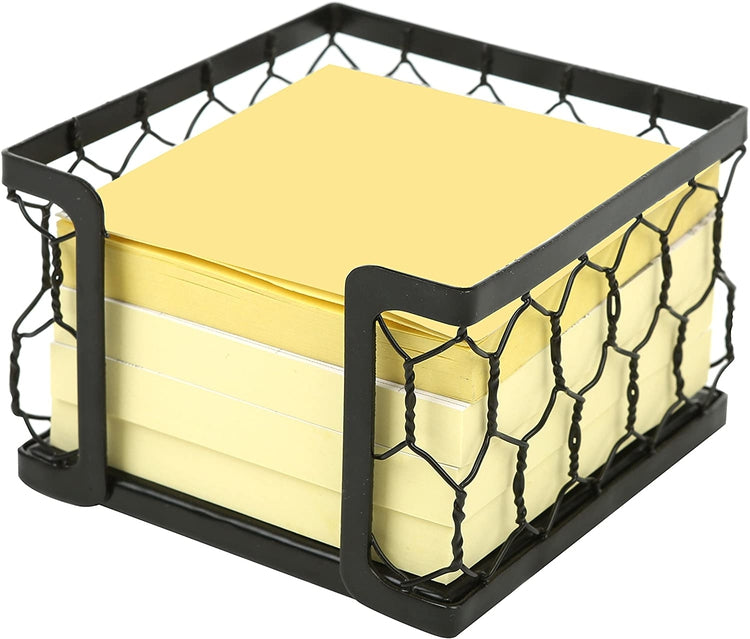 Black Metal Chicken Wire Mesh Sticky Note Dispenser, Office Memo Pad Holder-MyGift