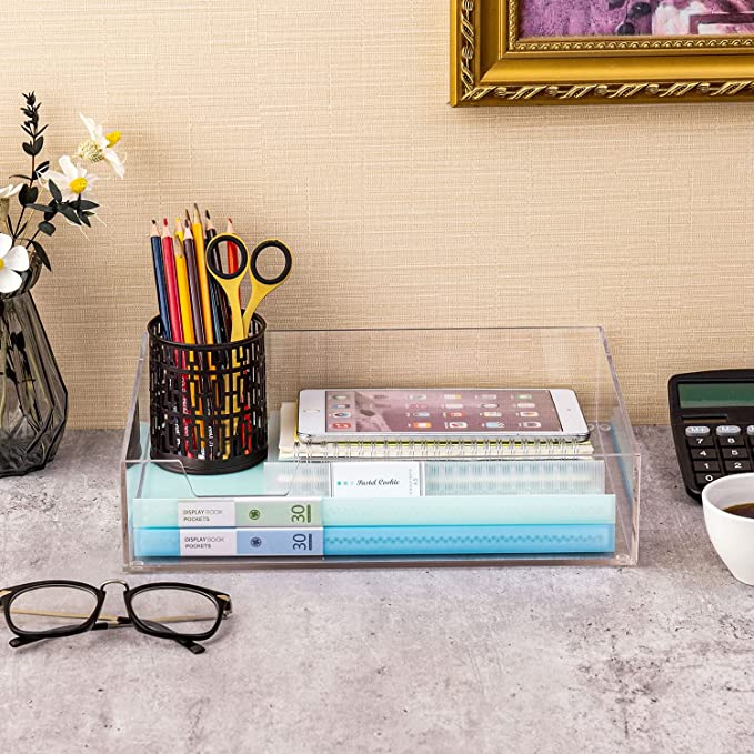 Clear Acrylic Paper File Organizer, Office Desktop Document Storage Tray-MyGift