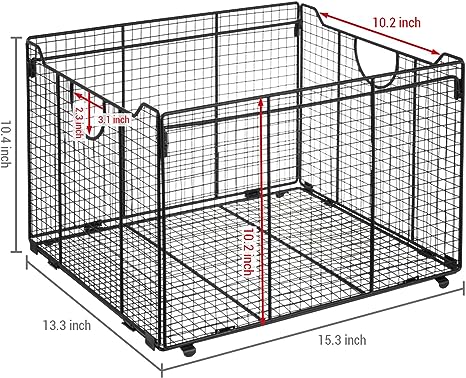 Black Metal Foldable Office Storage Crate, Desktop Document Organizer, Desk Files Holder-MyGift