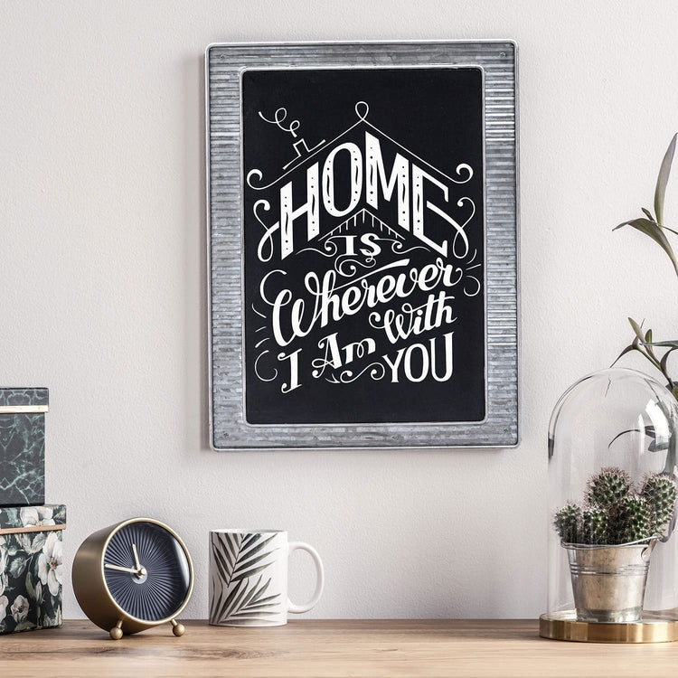 Wall Mounted Chalkboard on Corrugated Galvanized Metal, Erasable Blackboard, Chalk Message Board, Menu Display-MyGift