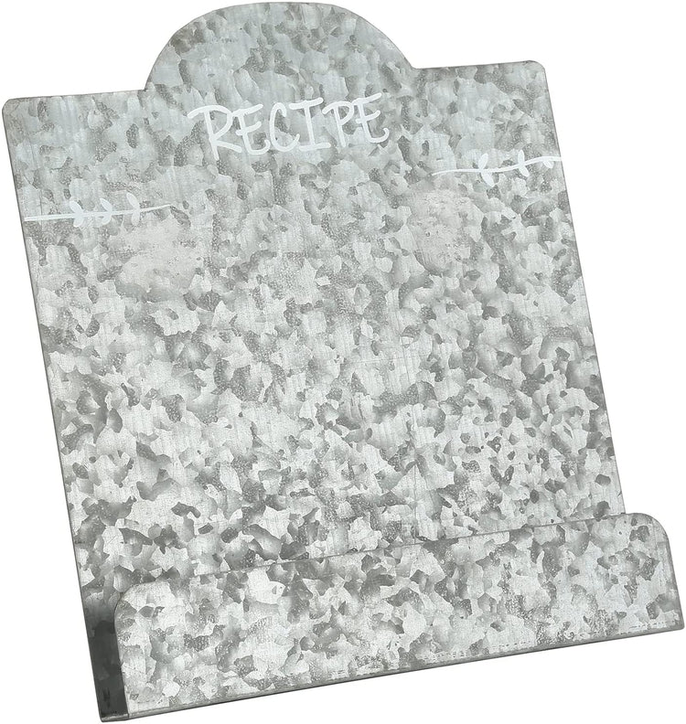 Silver Galvanized Metal Cookbook Holder Stand with RECIPE Text-MyGift