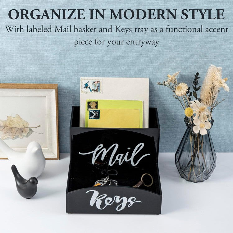 Black Acrylic Mail Holder and Key Organizer Entryway Storage Tray, Des ...