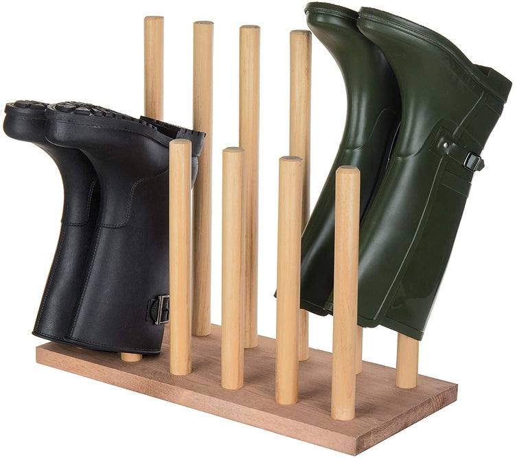 6-Pair Natural Wood Inverted Boot Storage Rack-MyGift