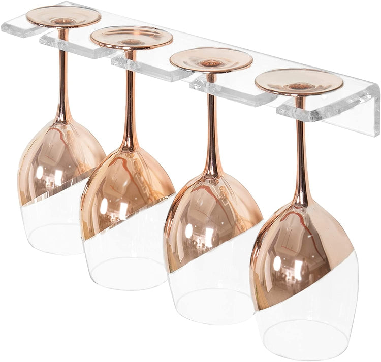 Clear Acyrlic Hanging Stemware Rack, Wall Mounted Glassware Storage-MyGift