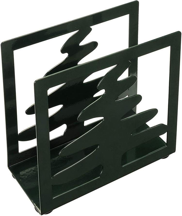Forest Green Metal Napkin Holder w/ Modern Christmas Tree Design - MyGift