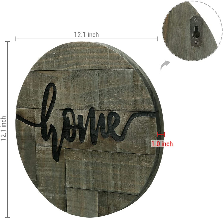 Weathered Gray Brown Wood Hanging Round Home Decorative Sign Wall Décor-MyGift