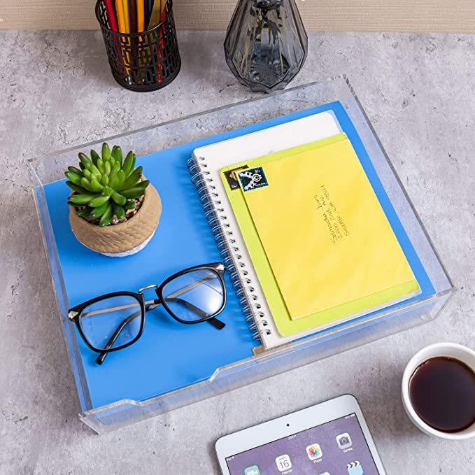 Clear Acrylic Paper File Organizer, Office Desktop Document Storage Tray-MyGift