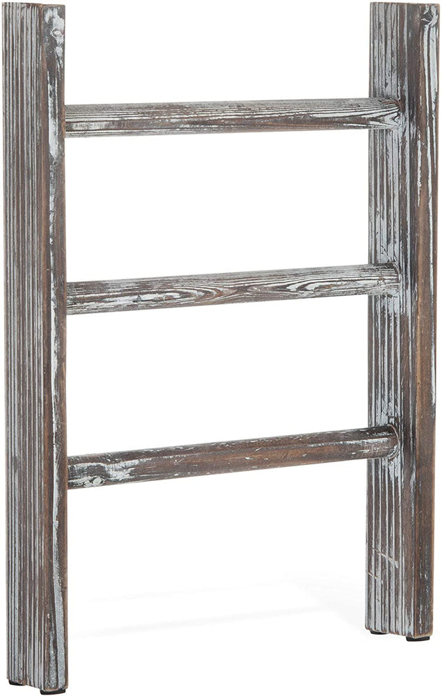 Torched Wood Countertop 16-Inch Ladder Kitchen Towel Rack-MyGift
