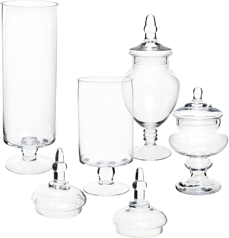 Set of 4, Large Clear Glass Lid Apothecary Jars, Candy Buffet, Wedding Centerpiece-MyGift
