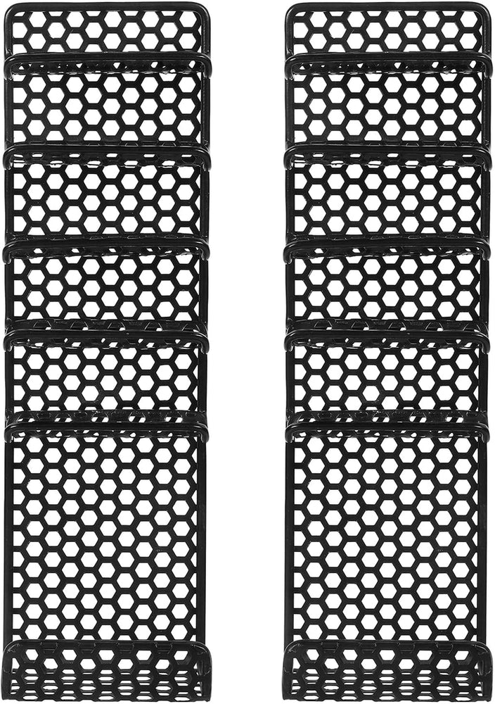 Black Metal Wall Mounted Dry Erase Marker and Whiteboard Eraser Holders, Honeycomb Hexagonal Perforated Design-MyGift