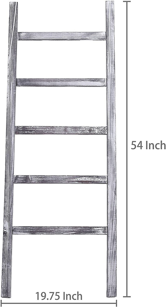 4.5-Foot Weathered Wood Decorative Blanket Storage Ladder-MyGift