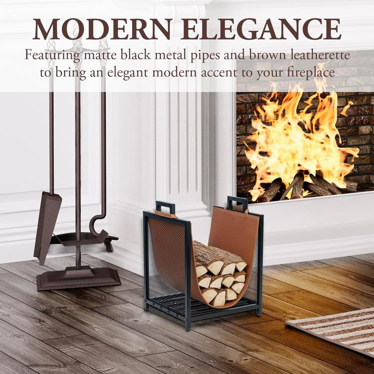 Black metal wood holder best sale