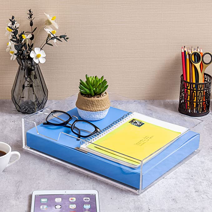 Clear Acrylic Paper File Organizer, Office Desktop Document Storage Tray-MyGift