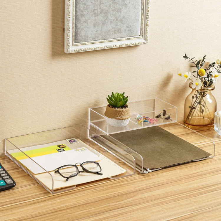 Acrylic Stacking Document Holder, Desktop File Folder Storage, Set of 2-MyGift