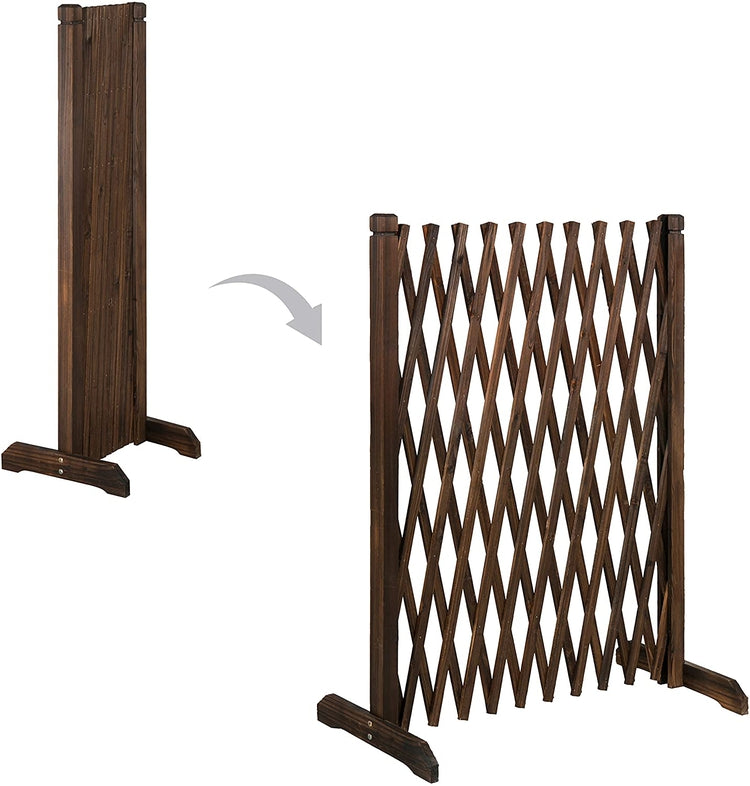 Expandable Freestanding Brown Wood Garden Fence Plant Screen-MyGift