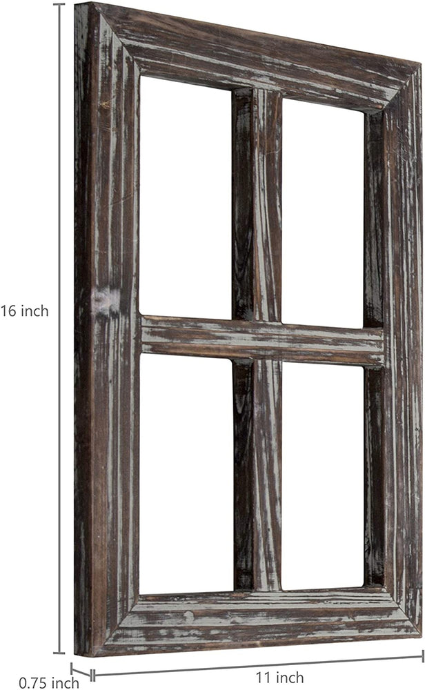 Set of 2 Rustic Torched Wood 4-Pane Window Frames, Decorative Window Frames-MyGift