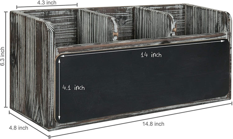 3 Compartment Wood Flatware Caddy with Chalkboard Label, Silverware Storage-MyGift